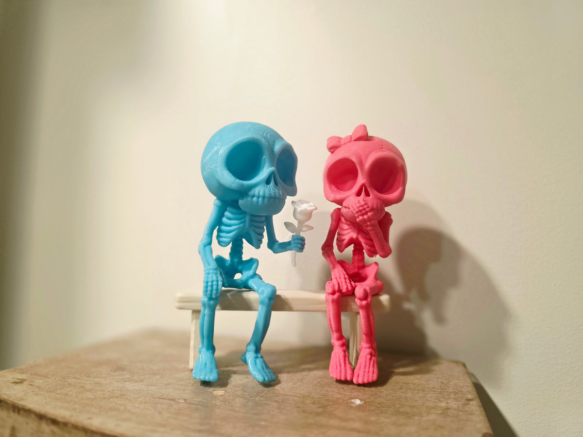 Skelett Figur entspannt Rose für sie