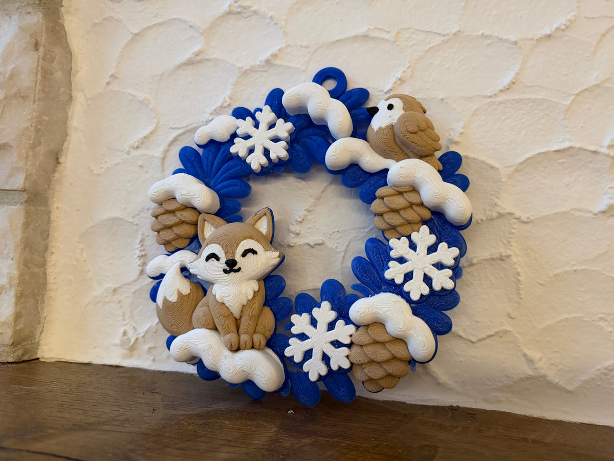 Winterkranz mit Fuchs und Schneeflocken Deko