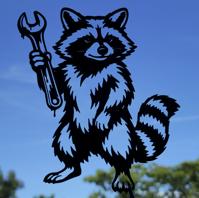 Mechaniker-Waschbär Wandkunst-Deko Wandbild Wanddeko Wanddekoration Tiere