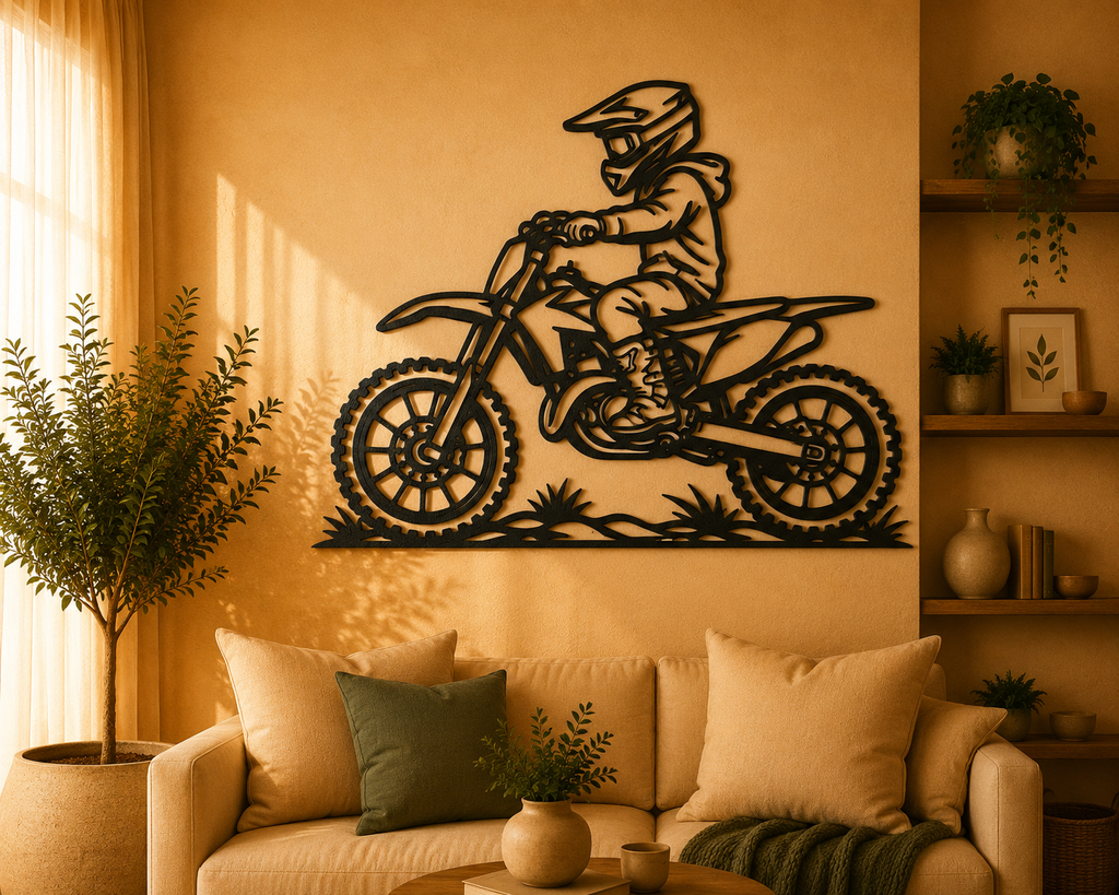 Dirt Bike Fahrer 2D Wandkunst Wandbild Wanddeko Wanddekoration Wohnzimmer