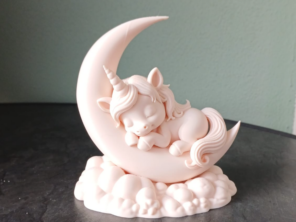Schlafendes Einhorn auf dem Mond Figur Deko Statue Fantasy Mittelalter