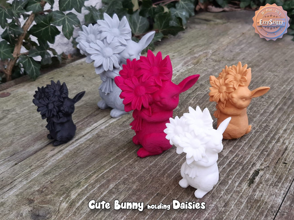 Süßes Häschen mit Gänseblümchen Figur Deko Statue Ostern Osterdeko süß