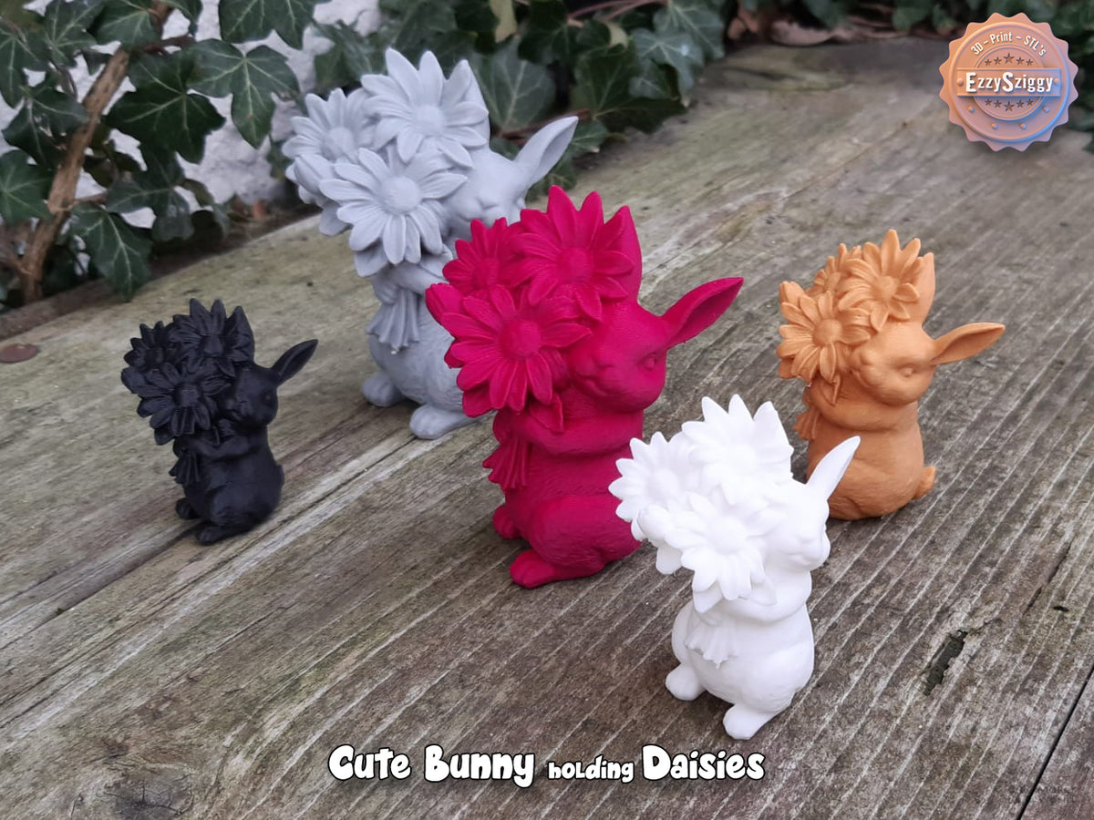 Süßes Häschen mit Gänseblümchen Figur Deko Statue Ostern Osterdeko süß