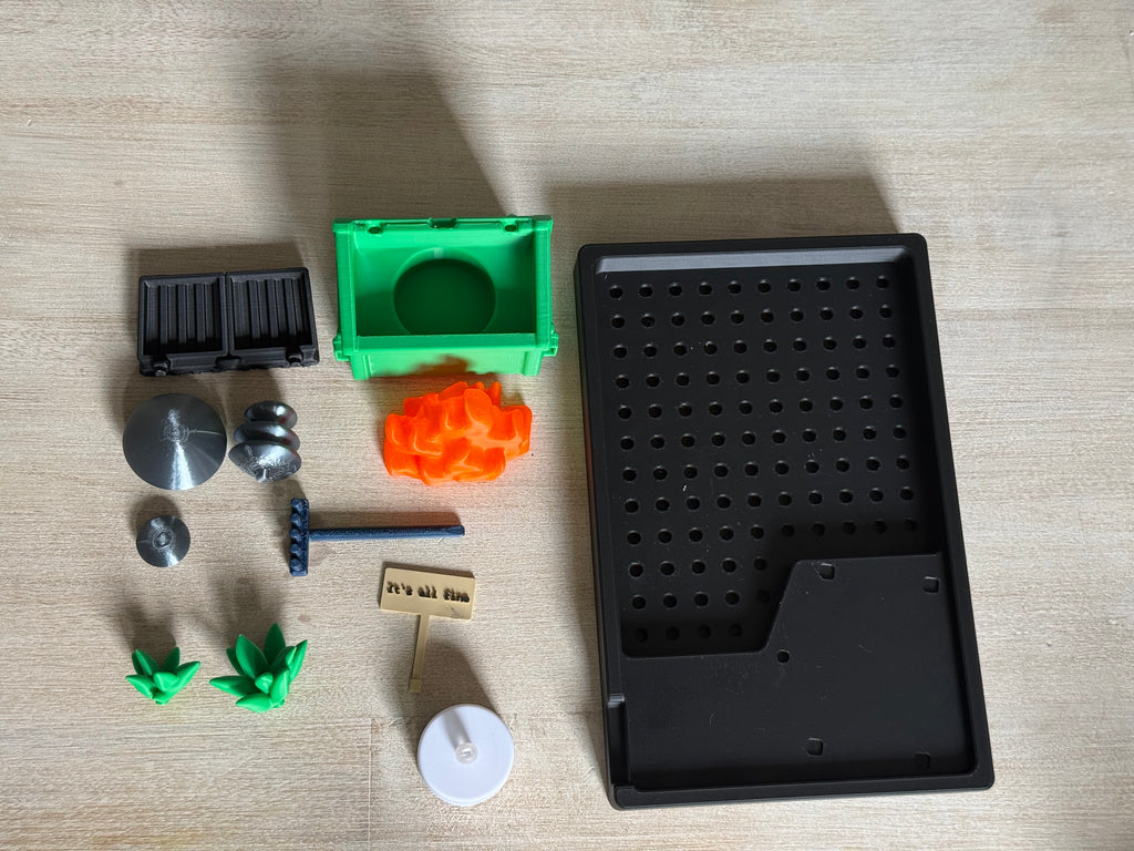 Zen-Garten Müllcontainer mit Teelicht-Feuer