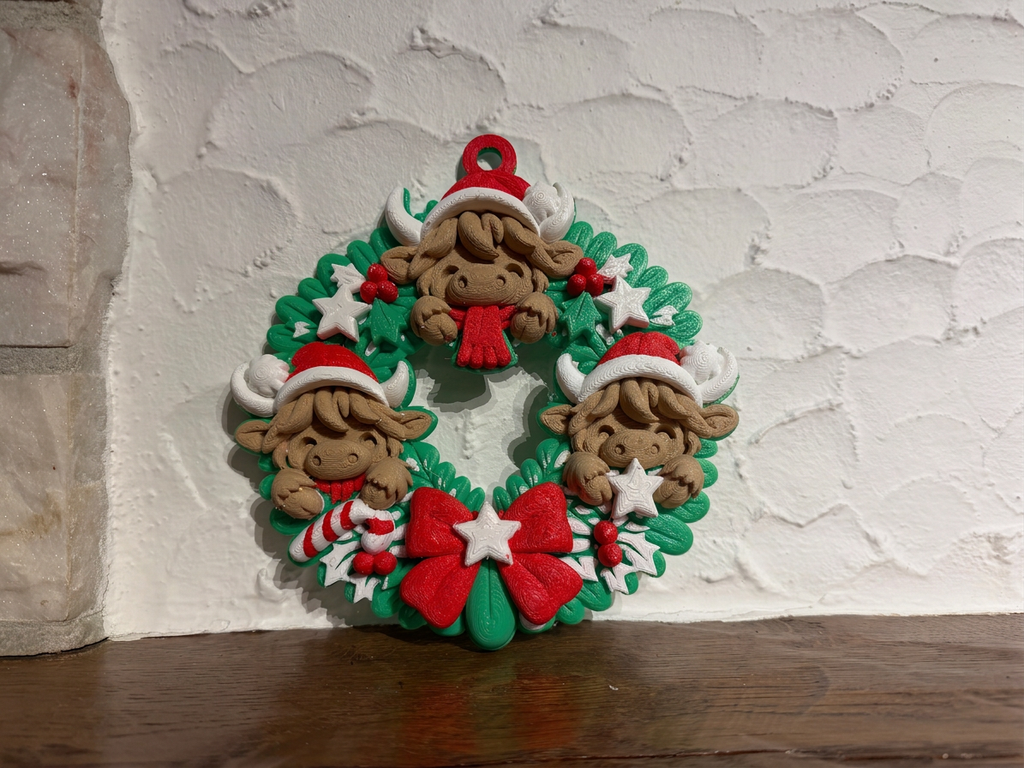 Weihnachtskranz mit Hochlandrindern Türkranz Deko
