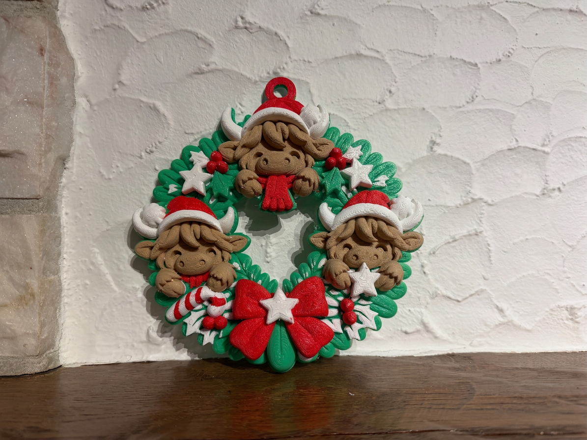 Weihnachtskranz mit Hochlandrindern Türkranz Deko