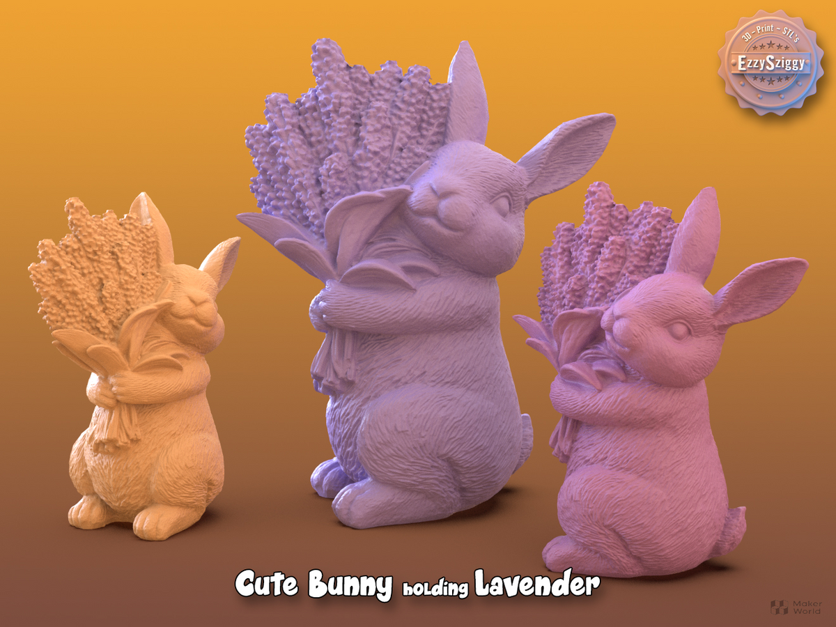Niedliches Häschen mit Lavendel Figur Deko Statue Ostern Osterdeko süß