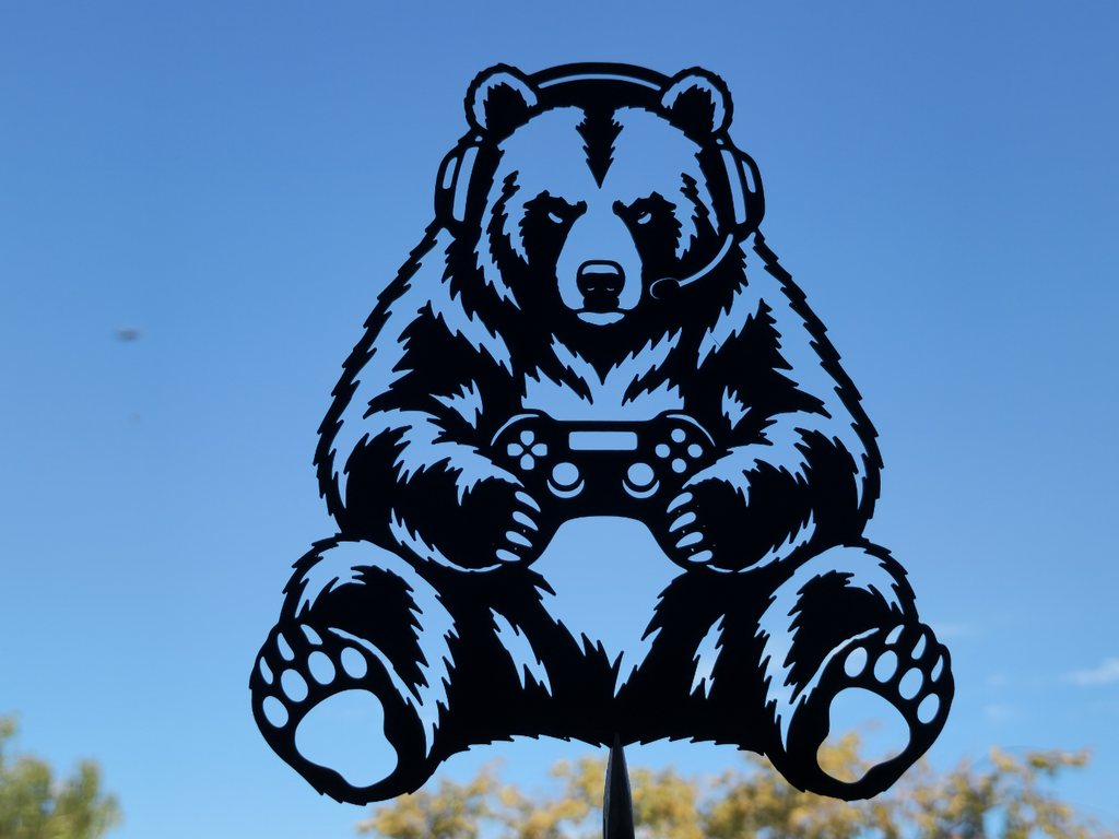 Gamer Bär Gaming Wandkunst Deko Wandbild Wanddeko Wanddekoration Tierfigur