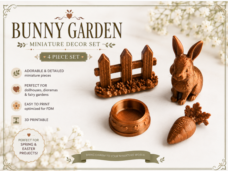Hasen-Garten Miniatur-Set 4-teilige Kollektion Figur Deko Statue Ostern