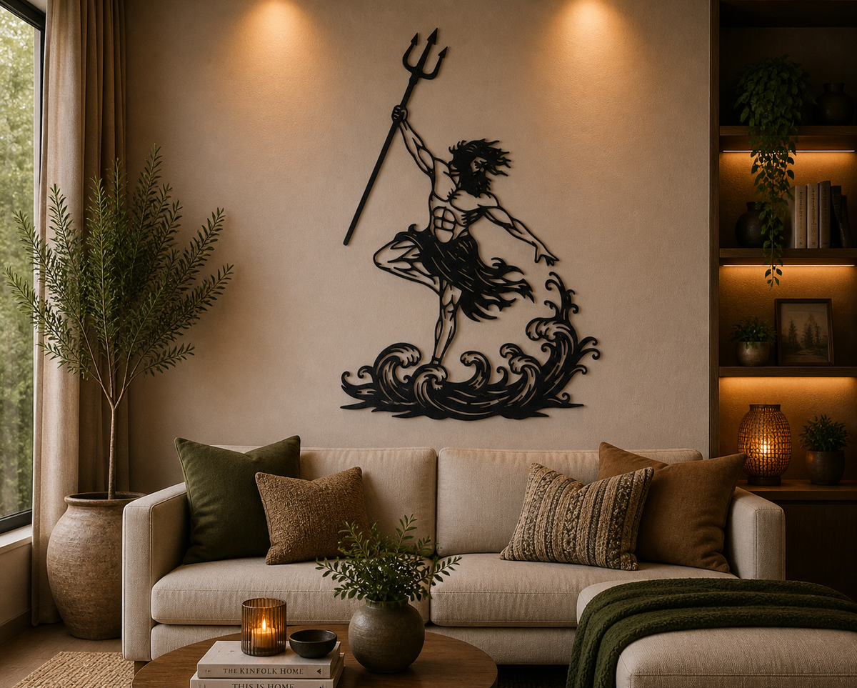 Poseidon Ozeankraft 2D Wandkunst Wandbild Wanddeko Wanddekoration Deko