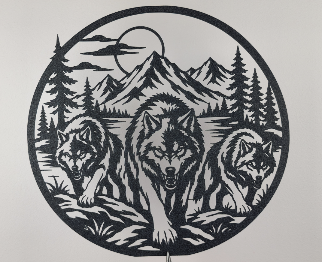 Wolfsrudel Bergwald 2D Wandkunst Wandbild Wanddeko Wanddekoration Tiere