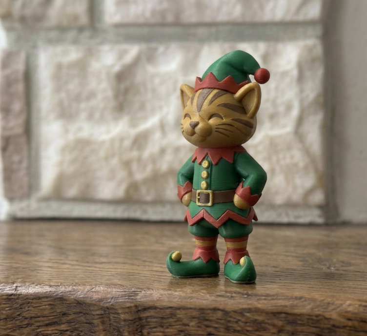 Weihnachtsfigur Katze als Weihnachtself