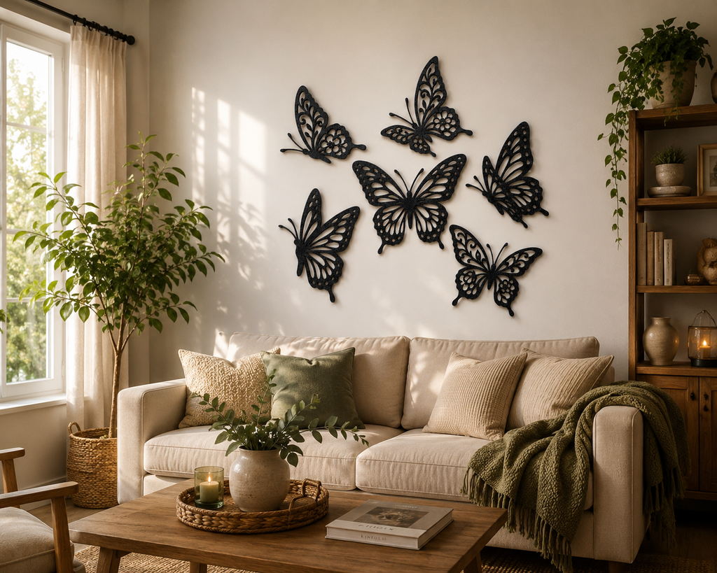 Elegante Schmetterlingssammlung 2D Wandkunst Wandbild Wanddeko Tierfigur