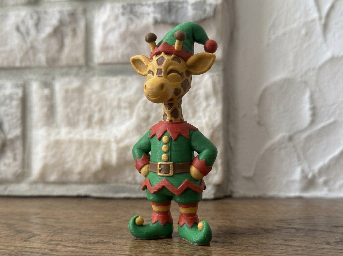 Weihnachtsfigur Giraffe als Weihnachtself