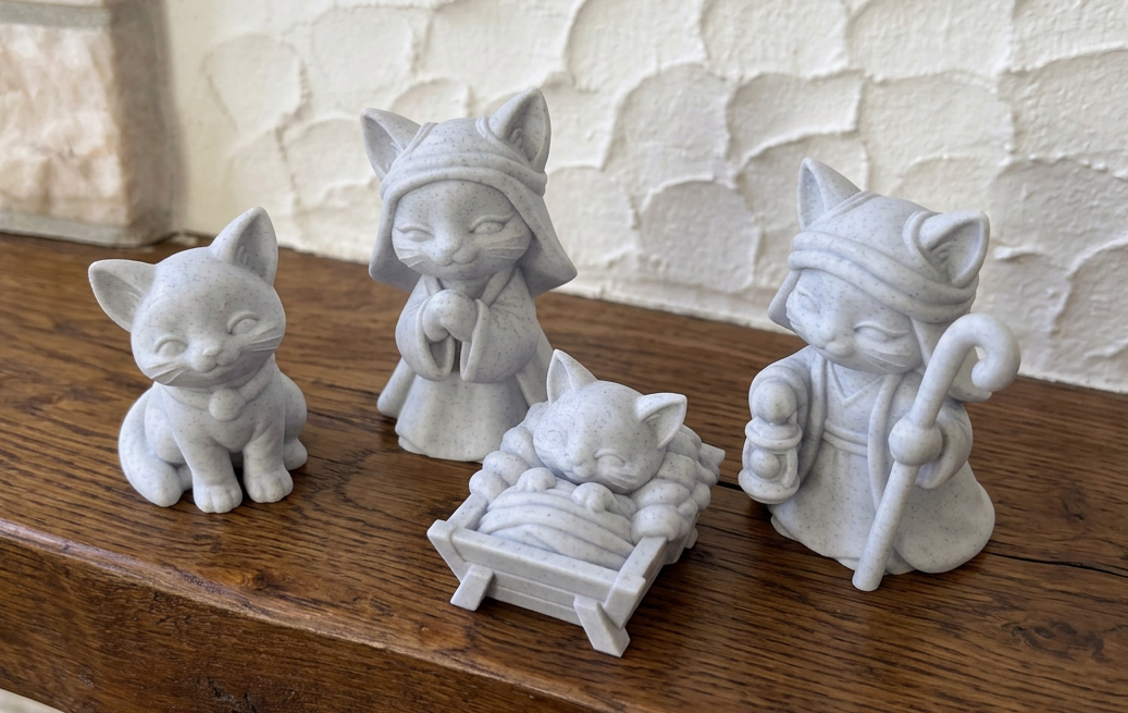 Krippe Katze Weihnachtskrippe Set
