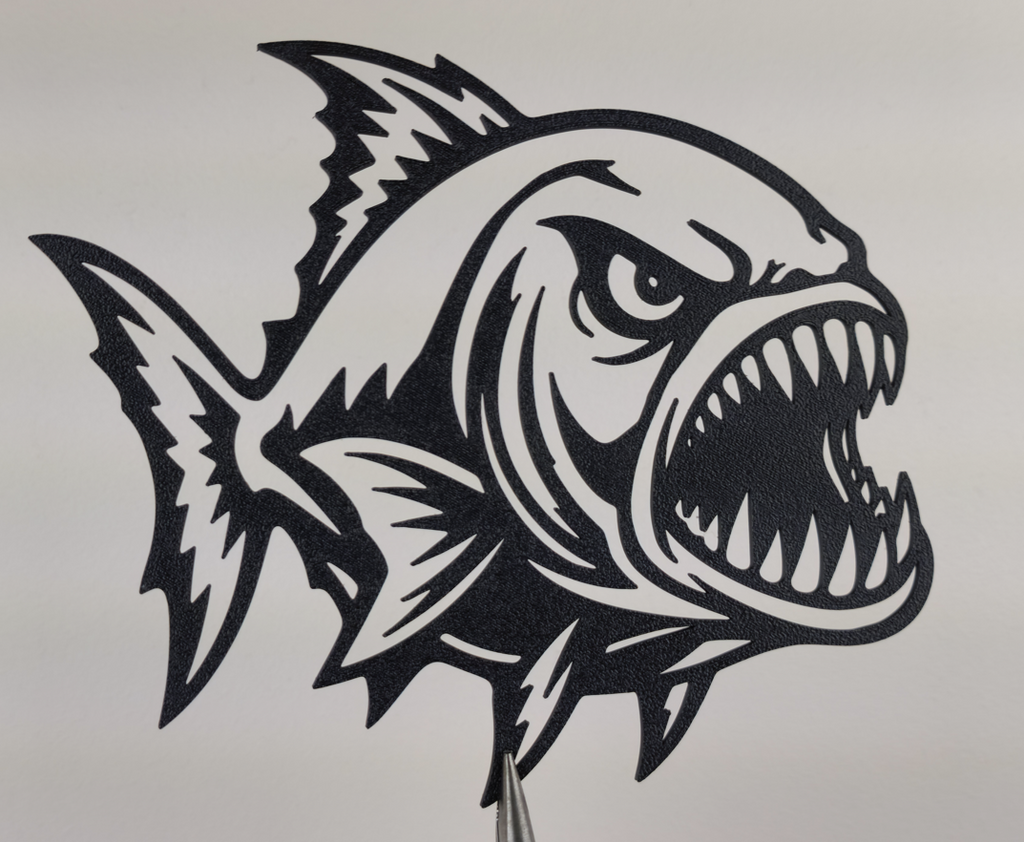 Aggressiver Piranha Fisch 2D Wandkunst Wandbild Wanddeko Wanddekoration