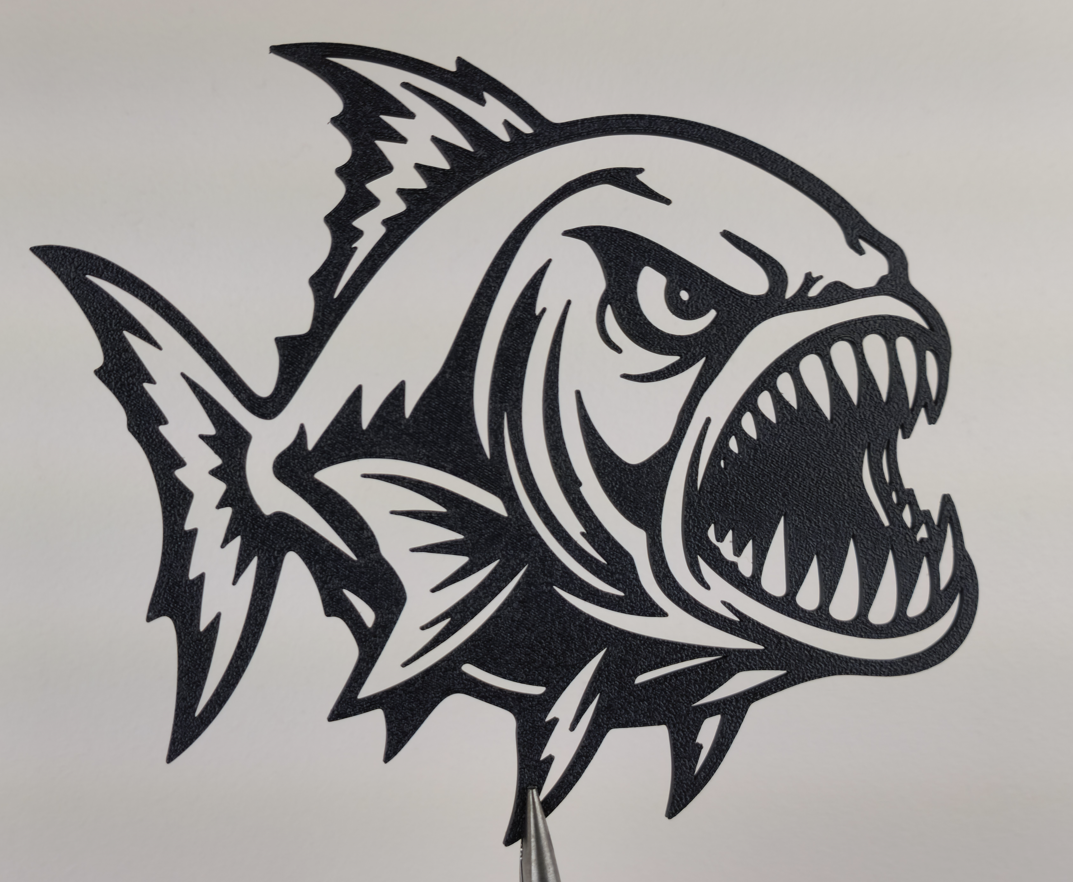 Aggressiver Piranha Fisch 2D Wandkunst Wandbild Wanddeko Wanddekoration