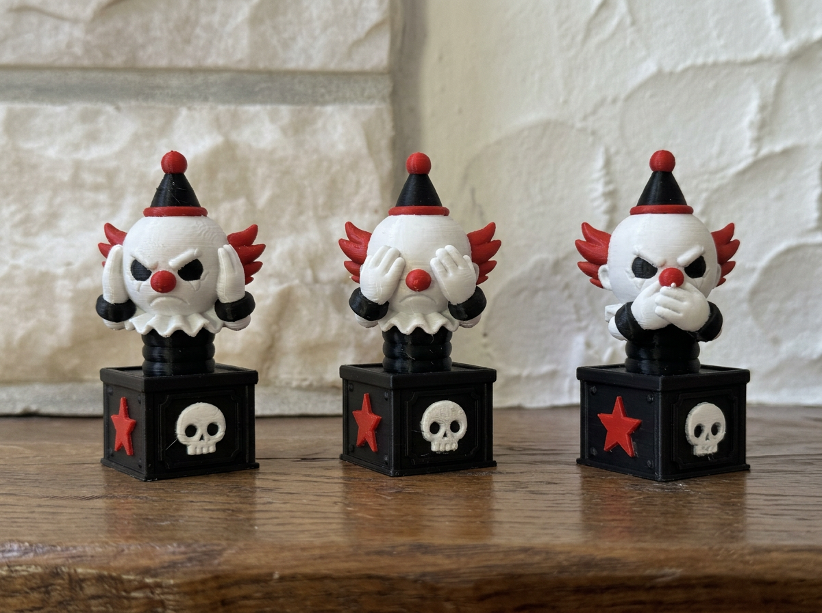 Nichts hören, sehen, sagen Figuren-Set Gruselige Springteufel