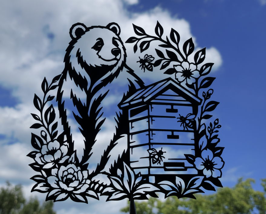 Bären und Bienenstock-Wandkunst-Dekor Wandbild Wanddeko Wanddekoration