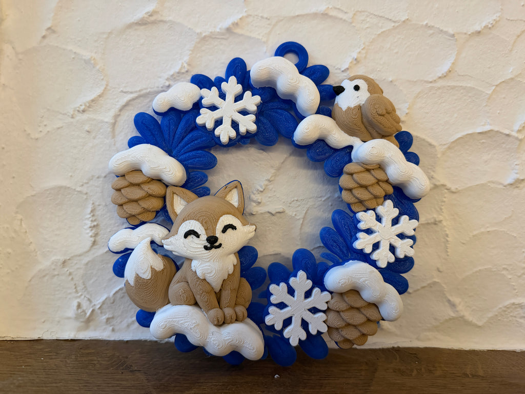 Winterkranz mit Fuchs und Schneeflocken Deko