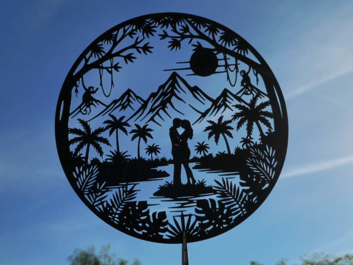 Romantisches Paar Landschaft 2D Wandkunst Wandbild Wanddeko Wanddekoration