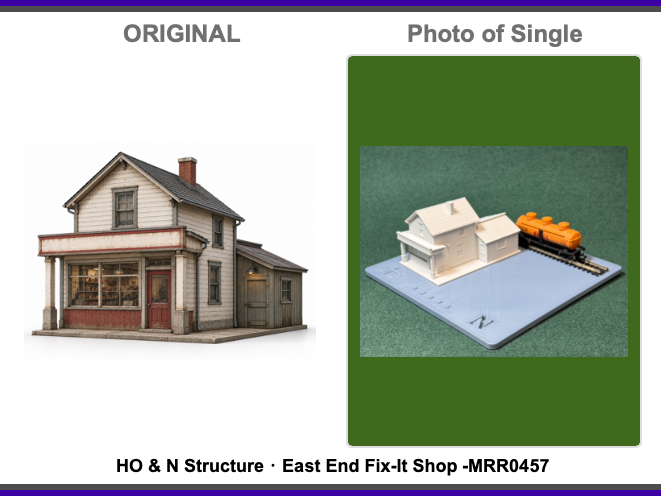 HO & N Struktur East End Fix-It Shop Modelleisenbahn H0 Spur N Diorama