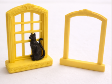 Gemütliches Viktorianisches Fenster mit Katze Miniatur-Dekoration Figur