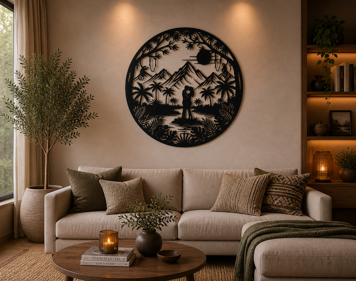 Romantisches Paar Landschaft 2D Wandkunst Wandbild Wanddeko Wanddekoration