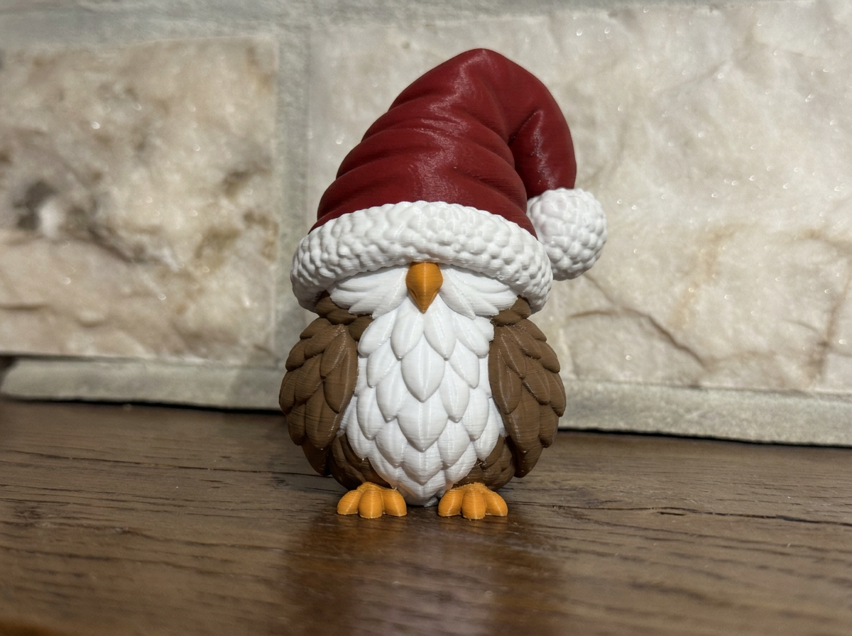 Weihnachtsfigur Eule mit großer Mütze