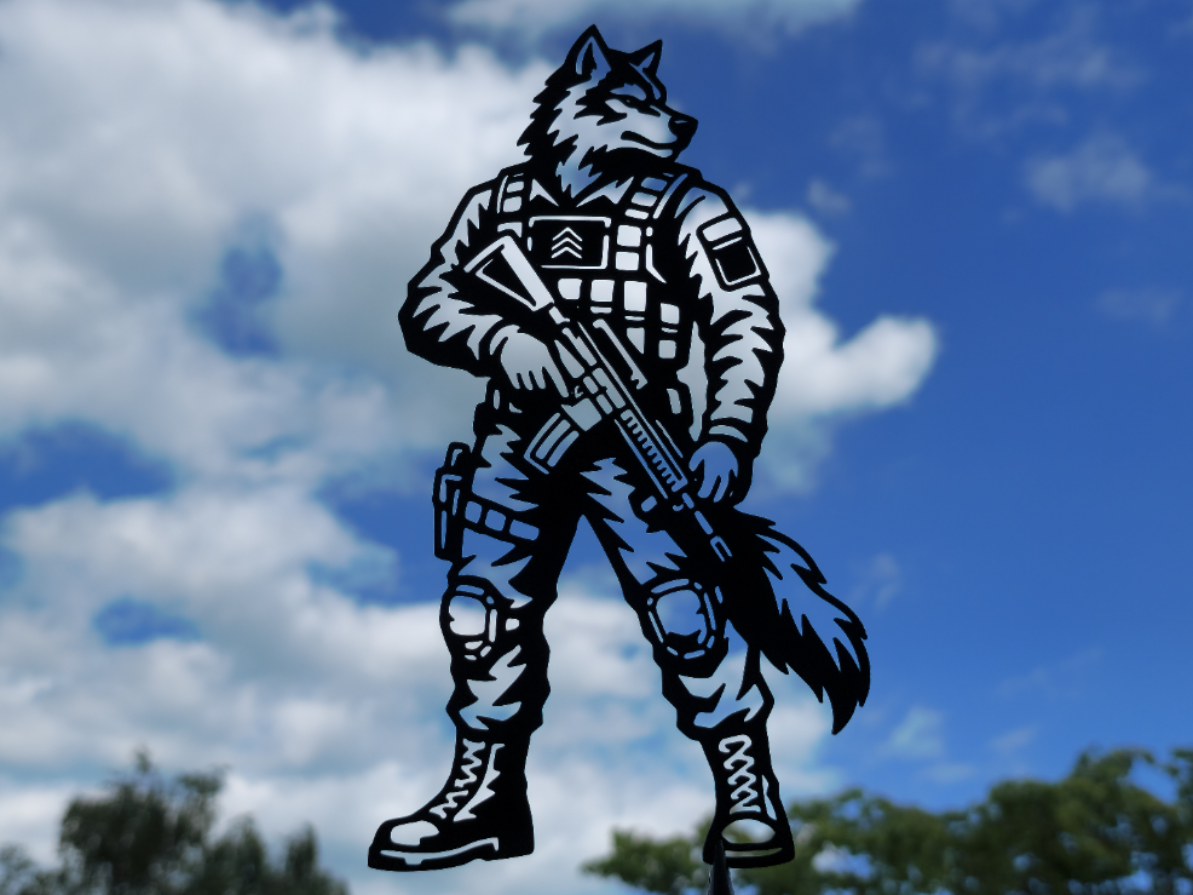 Wolf Soldat Wandkunst Wandbild Wanddeko Wanddekoration Tierfigur Tiere