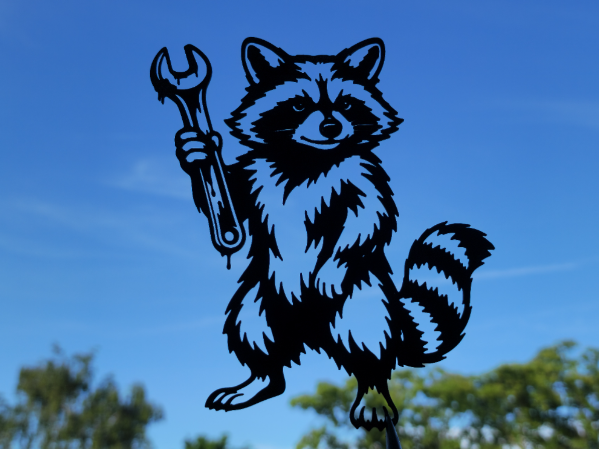 Mechaniker-Waschbär Wandkunst-Deko Wandbild Wanddeko Wanddekoration Tiere
