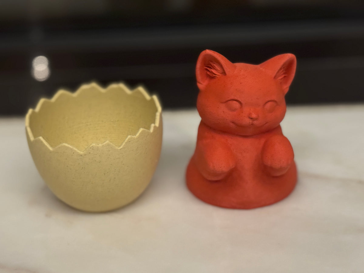 Osterfigur Katze im Ei Deko