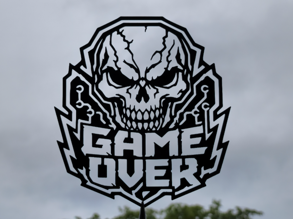 Game Over Schädel Gamer Wandkunst Deko Wandbild Wanddeko Wanddekoration