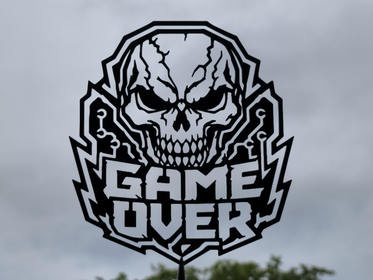 Game Over Schädel Gamer Wandkunst Deko Wandbild Wanddeko Wanddekoration