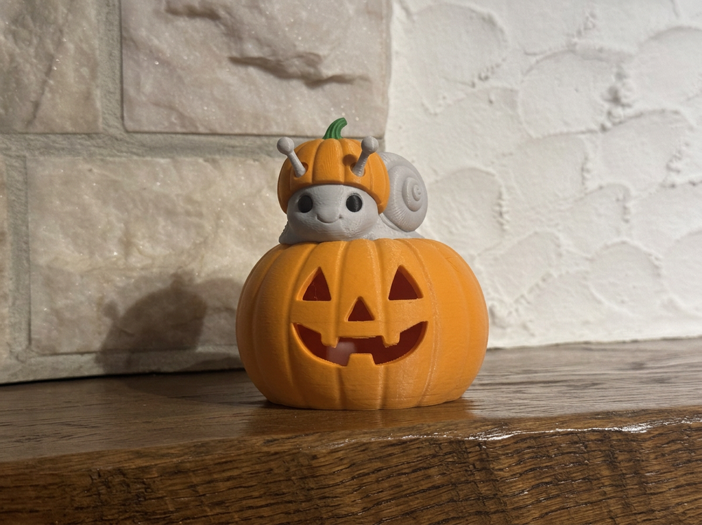 Teelichthalter Kürbis mit Schnecke Halloween Deko