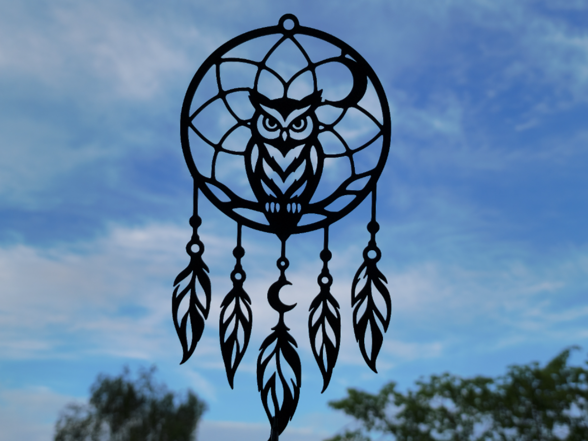 Mystischer Eulen-Traumfänger 2D Wandkunst Wandbild Wanddeko Wanddekoration