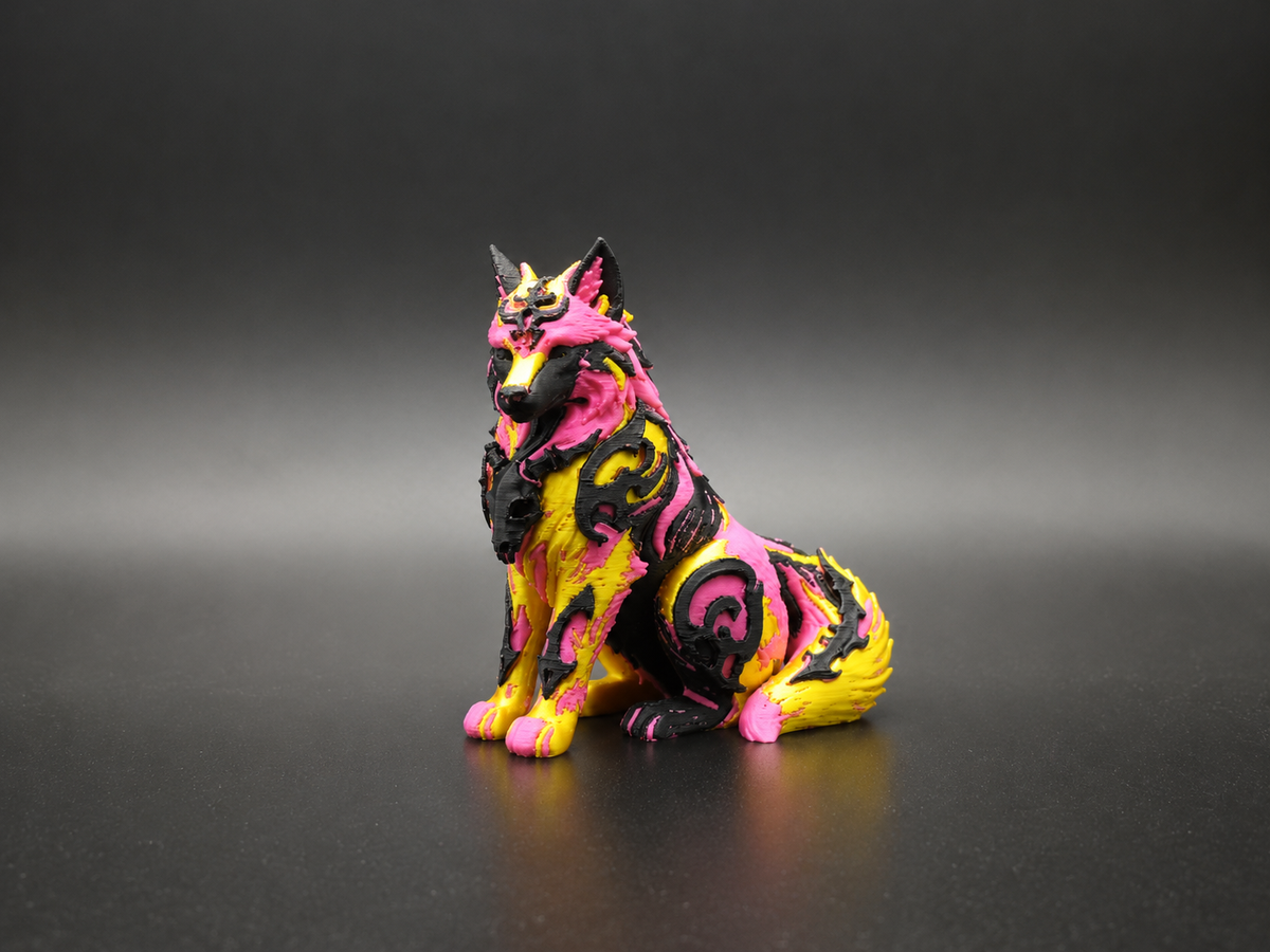 Mystische Stammeswolf-Figur Ein & Mehrfarbig