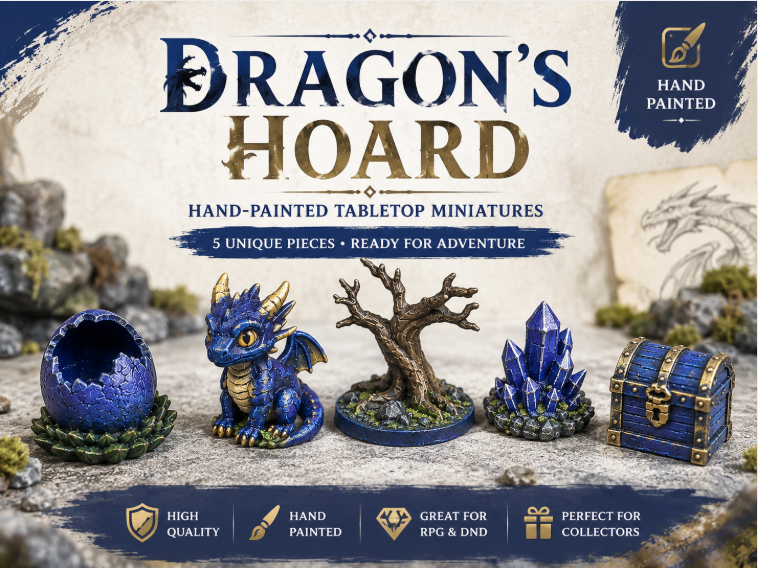 Drachenhort Miniaturen-Set 5 Fantasiestücke Figur Deko Statue Fantasy