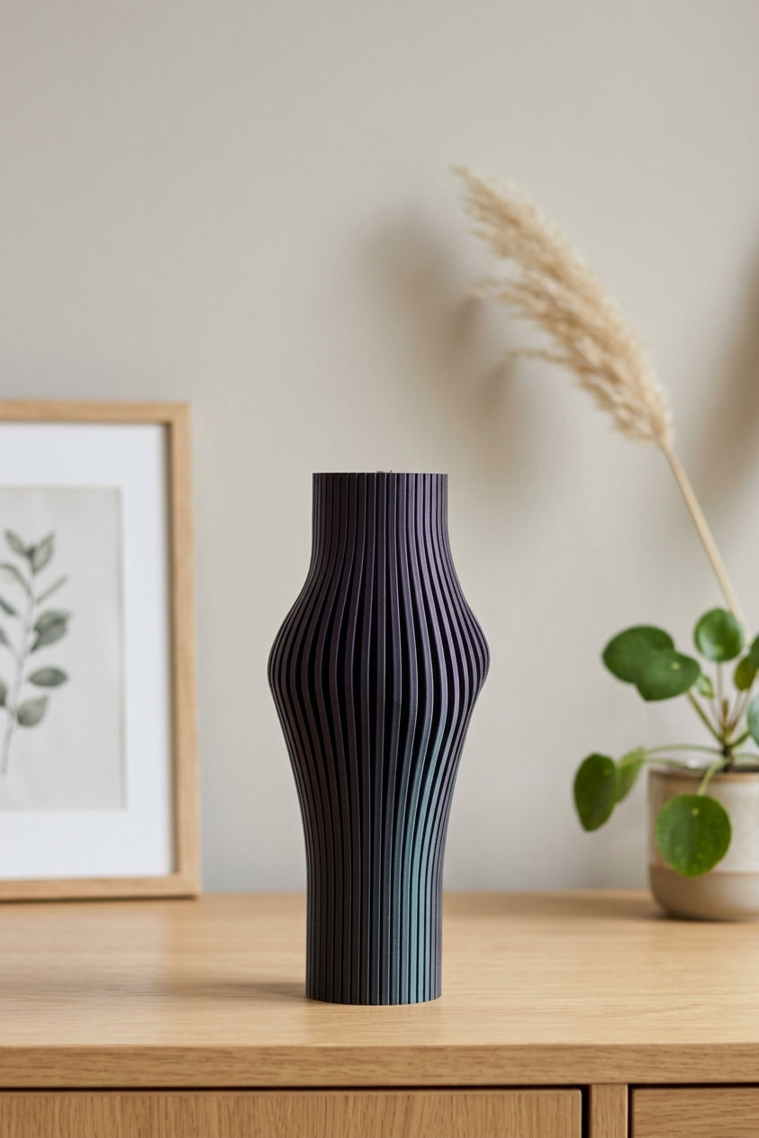 Vase Gerippt Fließend