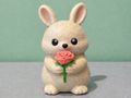 Hase mit Rose Figur Deko
