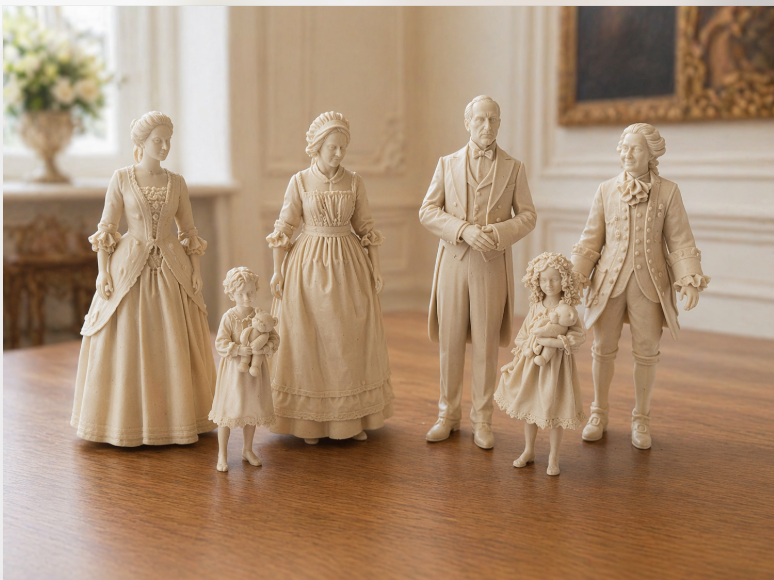 Viktorianisches Familienset & Dienstboten 6 Mini-Figuren Deko Statue