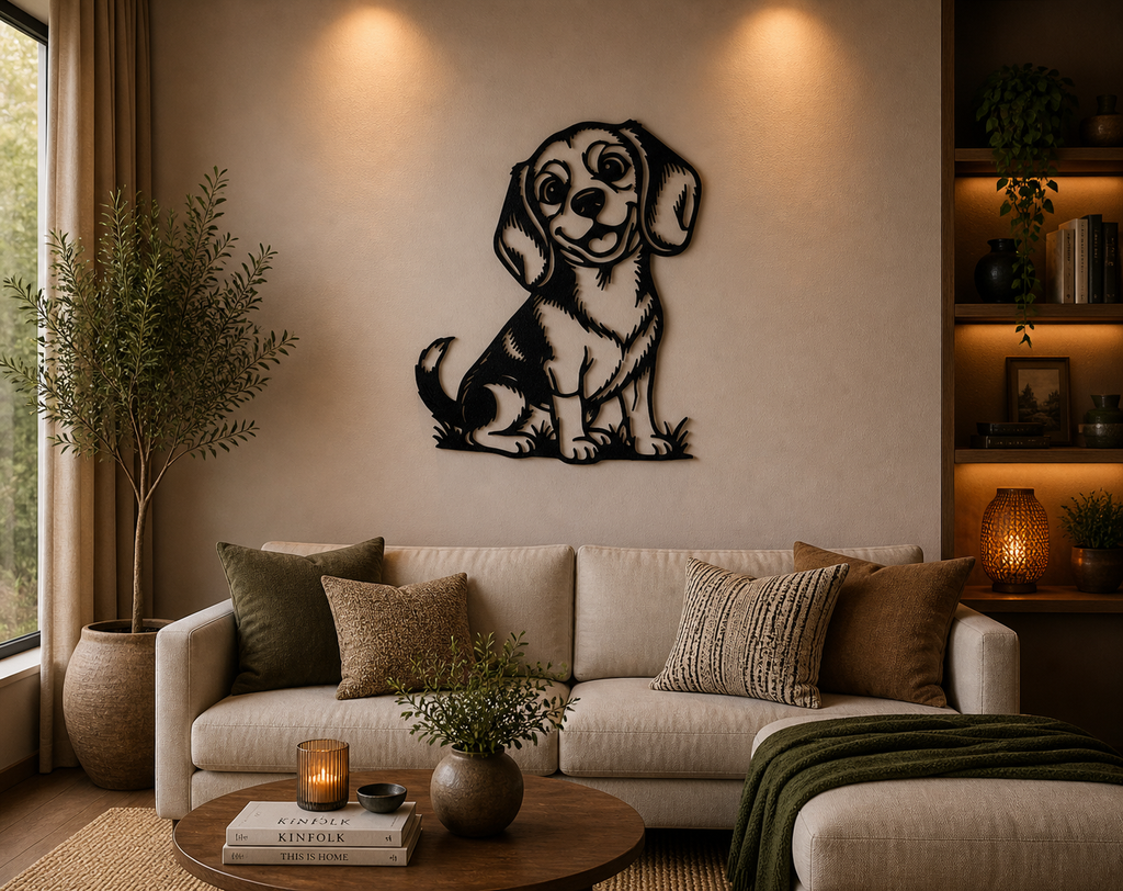 Niedliches Welpenhund 2D Wandkunst Wandbild Wanddeko Wanddekoration Tiere