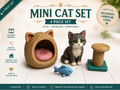 Mini Katzen-Haustier-Set 4-teilige Puppenhaus-Sammlung Miniatur 1:12 Möbel