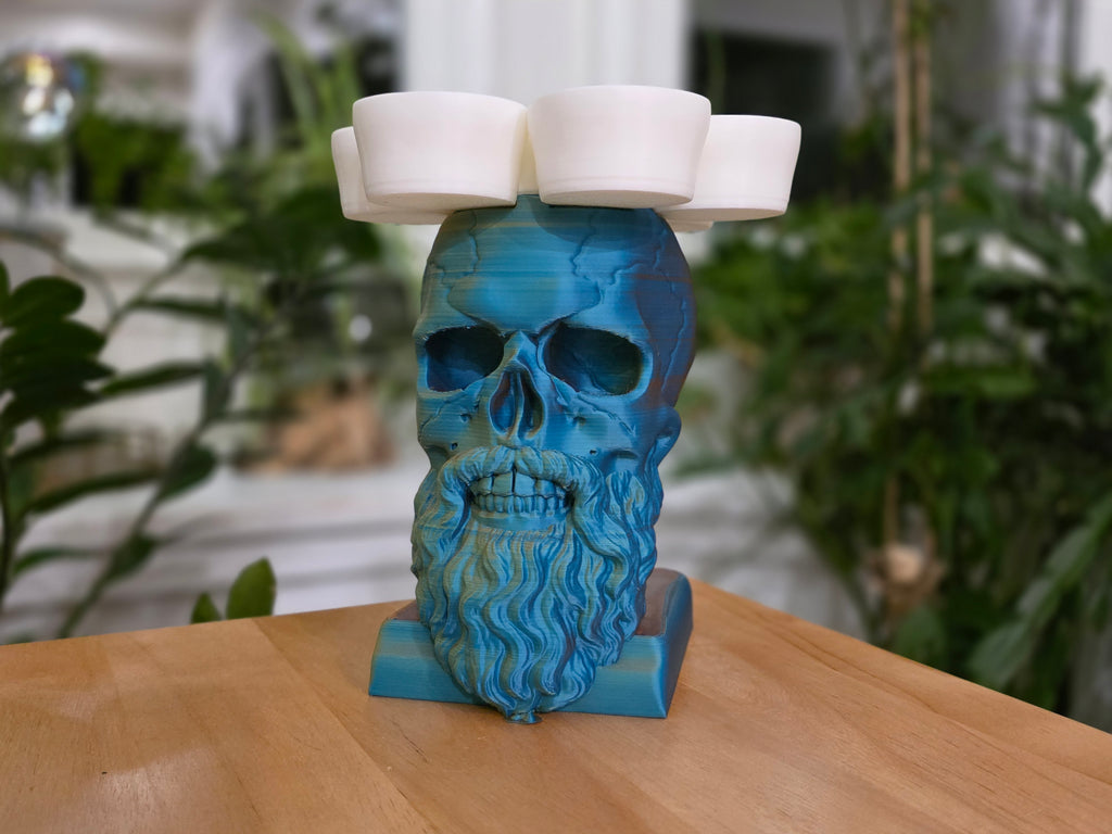 Schnapsglas-Ständer Totenkopf mit Bart 6 Gläser