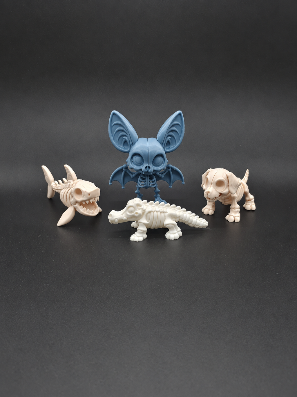 Chibi Skelett Tiere Halloween Set von 4 Figur Deko