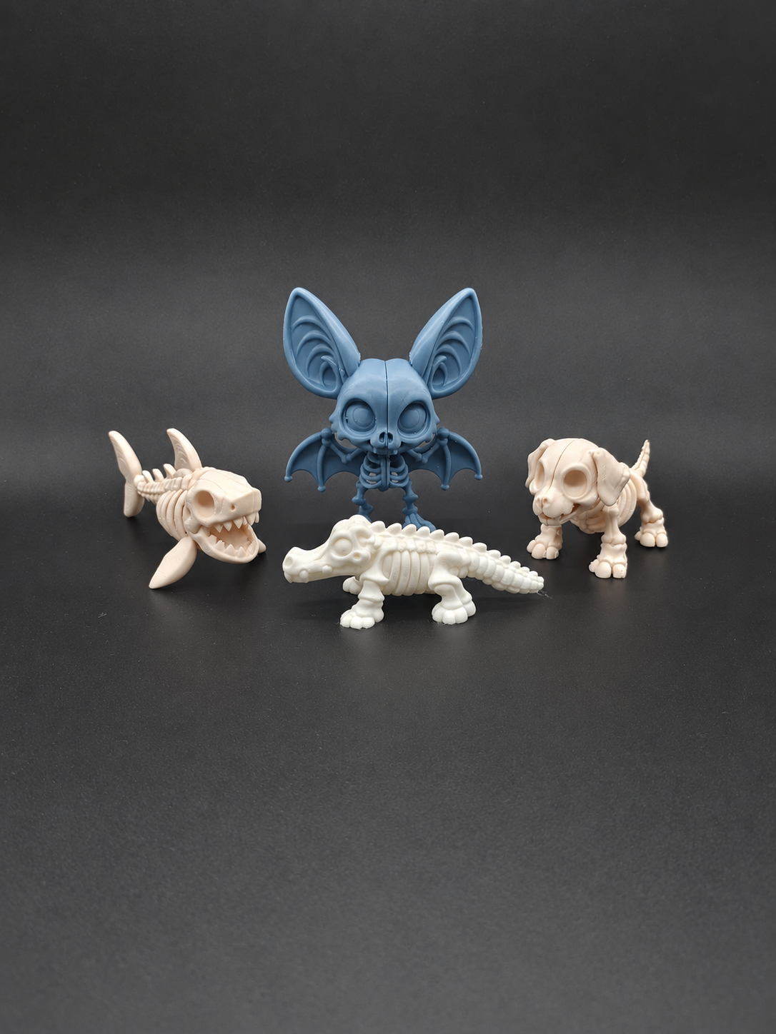 Chibi Skelett Tiere Halloween Set von 4 Figur Deko