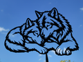 Schlafende Wolf Wandkunst Wandbild Wanddeko Wanddekoration Tierfigur Tiere