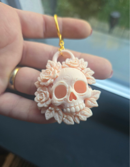 Totenkopf & Rosen-Anhänger Schlüsselanhänger oder ohne Kette Schmuck Charm