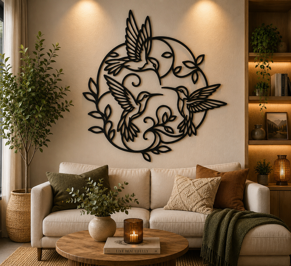 Kolibri Kreis 2D Wandkunst Wandbild Wanddeko Wanddekoration Tierfigur Deko
