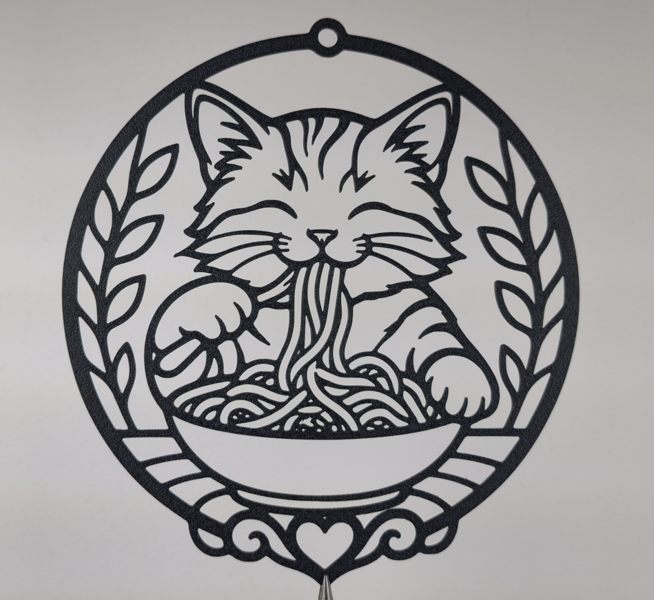 Süße Katze isst Ramen Wandkunst Wandbild Wanddeko Wanddekoration Tierfigur